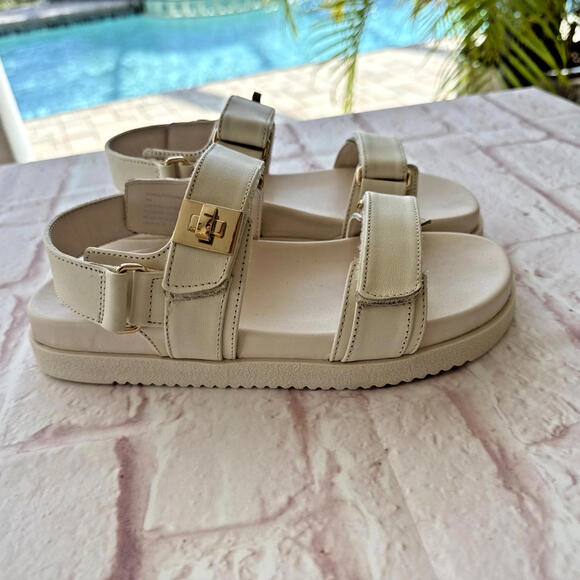 Steve Madden Shoes - Steve Madden Leather Mona Platform Cream Bone Sandals 9 NEW No Box